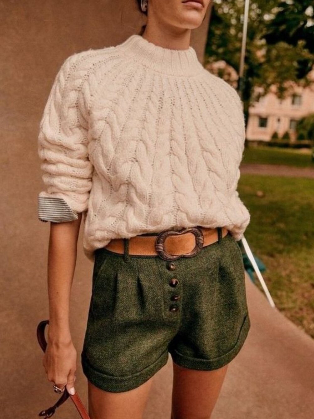 Sézane Cable Knit Merino Wool Ecru Sweater